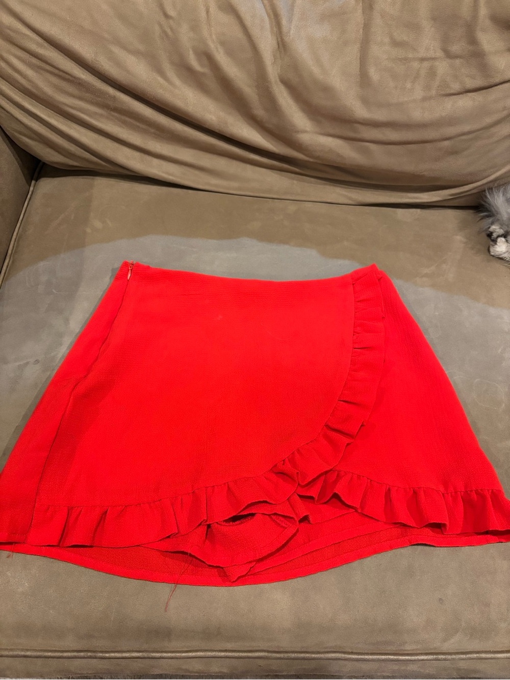 Red Ruffle Wrap Mini Skirt